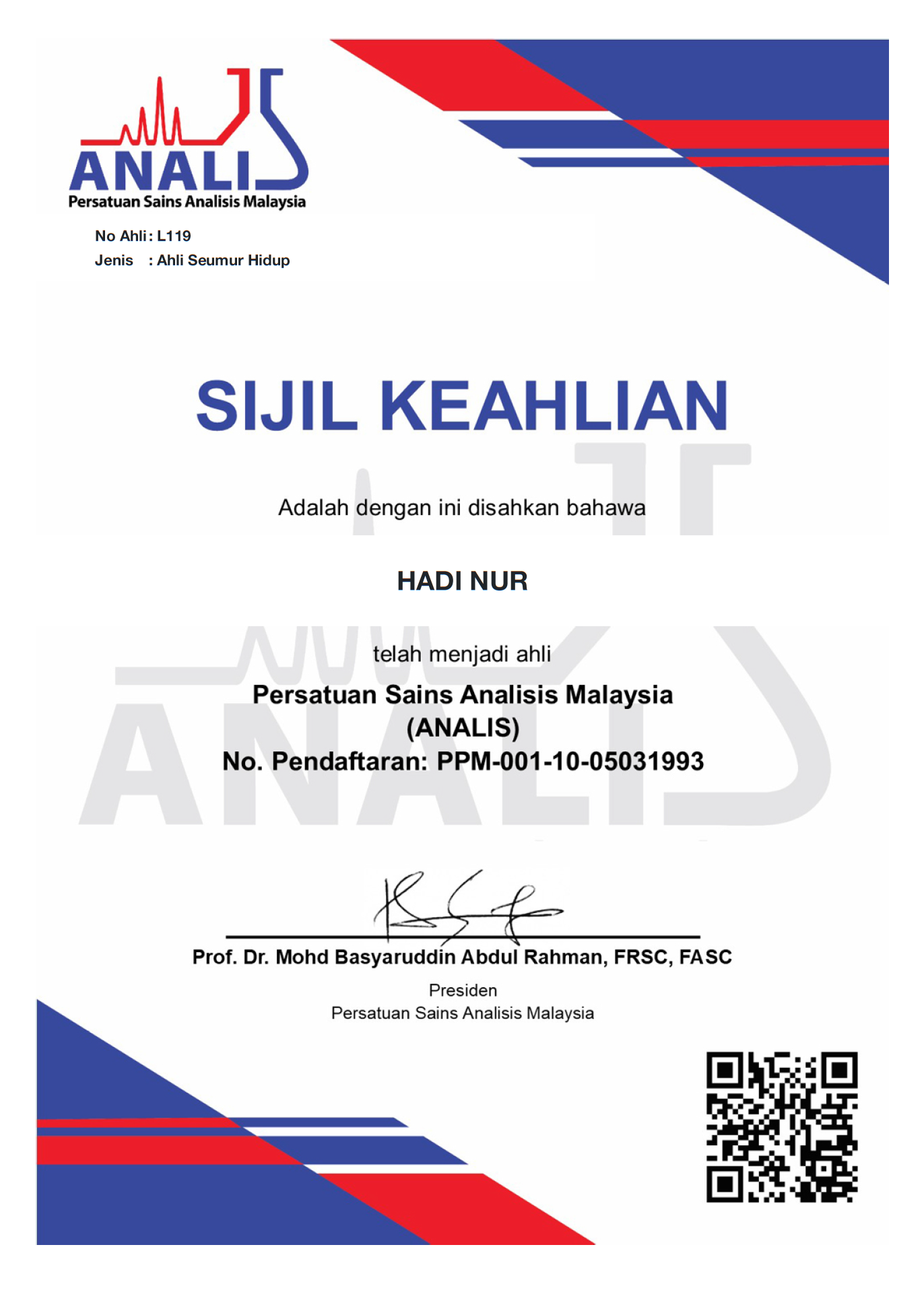 Hadi Nur Born In 1969 Online Since 1999 Ahli Seumur Hidup Analis